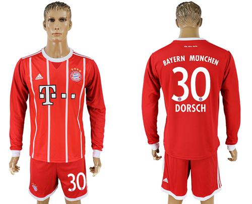 Bayern Munchen #30 Dorsch Home Long Sleeves Soccer Club Jersey